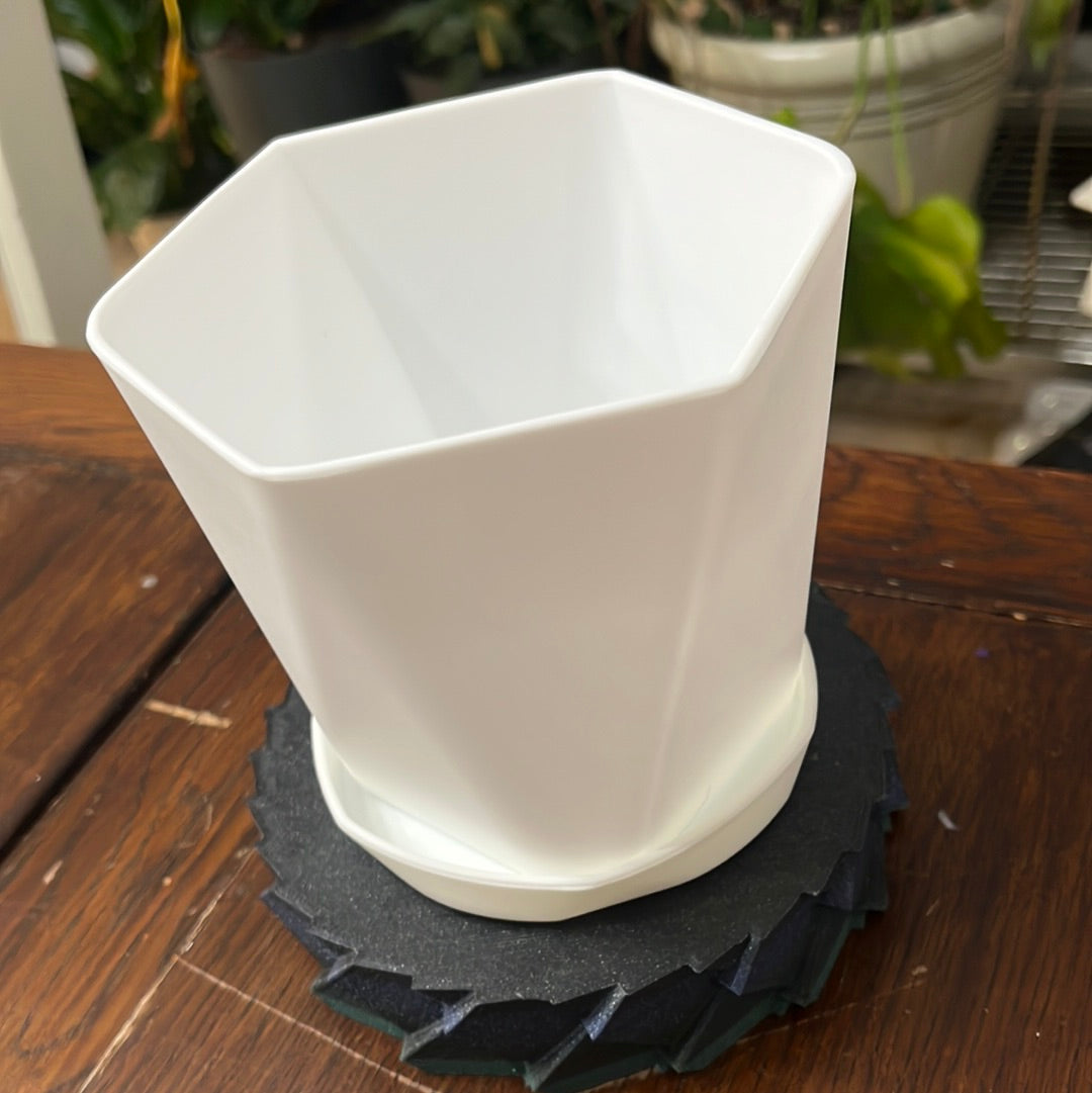 SMALL HEXAGON POTS WITH DRIP TRAY 4.5"