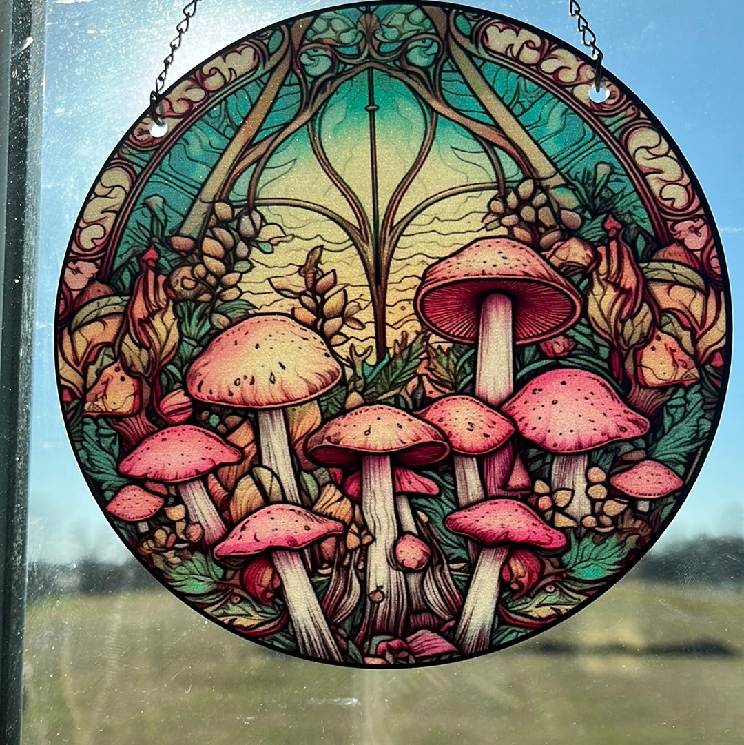 Mushroom themed suncatcher