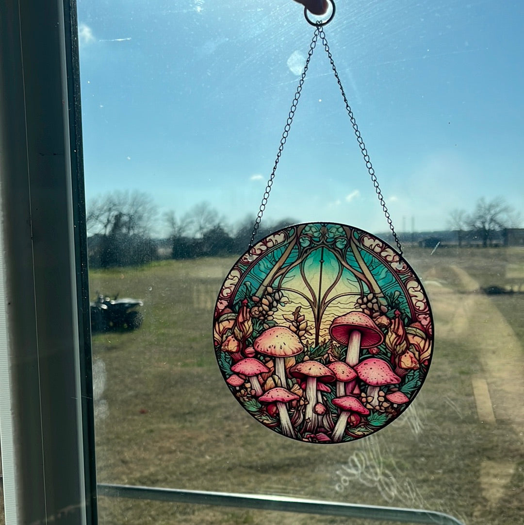 Mushroom themed suncatcher